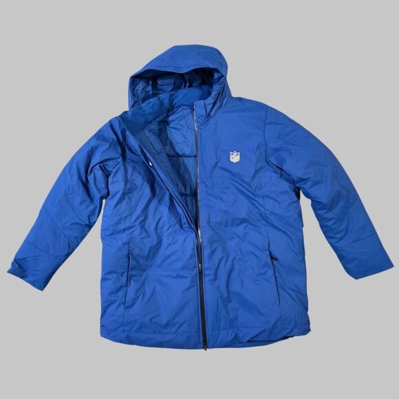 Nike NFL Sideline Jacket Team Issued Equipment Blue Black Men's Size XL Parka PE - Picture 2 of 10